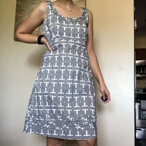 Tory Burch Gray and White Patterned Dress